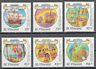 ST. VINCENT: 1988 SC#1087-02 MNH Constitución de Estados Unidos, bicent, 500 aniversario de AP1173 Foto 1 de 2