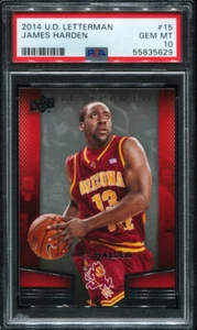PSA 10 GEMA COMO NUEVO 2014 UD LETTERMEN JAMES HARDEN #15 COHETES 35629 B134 - Imagen 1 de 1