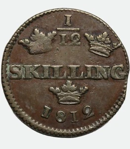 Sweden  1/12 Skilling 1812, Swedish copper coins, Charles XIII (1809-1818) - Picture 1 of 3