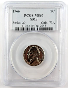 1966 SMS Jefferson Nickel 5C Graded MS66 by PCGS - Picture 1 of 2