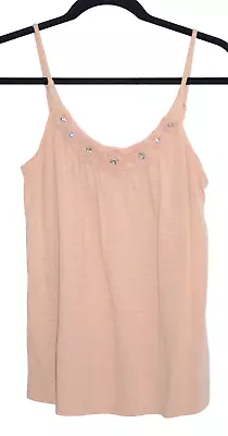 Top Forever 21 Junior para mujer pequeño correa de espagueti sin mangas con cuentas de melocotón Foto 1 de 4