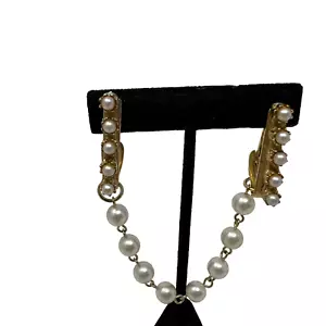 Clip de abrigo vintage con clips de imitación perla tono dorado - Imagen 1 de 6