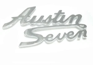 Reproduction Front Grill Austin Seven Logo Script Badge Metal Chrome Plated ECs - Picture 1 of 4