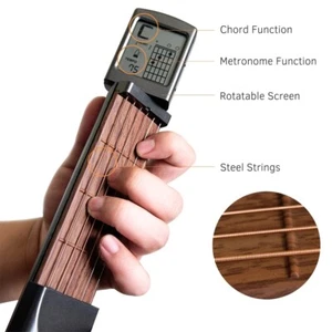6-String Pocket Guitar Chord Trainer Folk Guitar Practice Tool Chart Screen - Picture 1 of 7