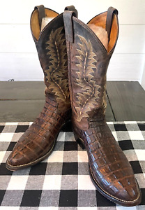 Men's Cowboy Western Boots Exotic Handmade Tony Lama 9D Hornback Alligator Skin