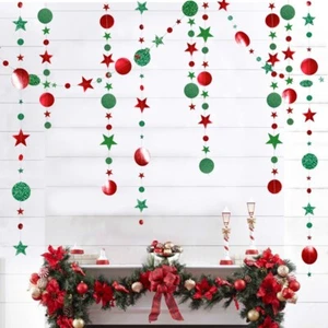 Decoraciones navideñas para el hogar 12M papel estrella parpadeante rojo y verde - Imagen 1 de 3
