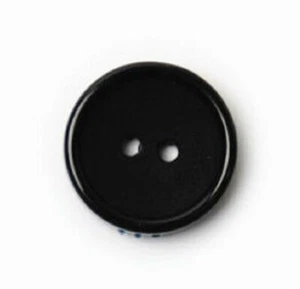 Plain Black Round Button With Ridge 2 Hole (19mm) Pack of 10 - CN2 - Picture 1 of 3
