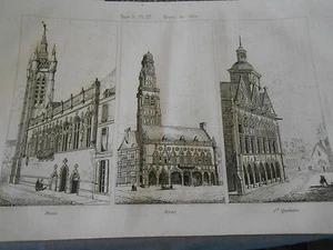 Gravur 1841 - Stadthotels Douai Arras St Quentin - Bild 1 von 1