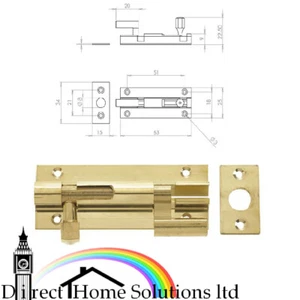 Necked Cranked Barrel Bolt, 2.5" / 63mm, Polished Brass, Cranked Barrel Bolt - Picture 1 of 9