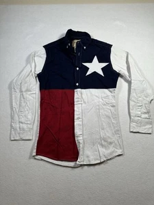 Wrangler Shirt Mens Small Long Sleeve Texas Flag Lone Star Western Cowboy - Picture 1 of 9