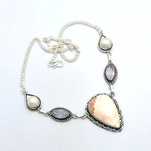 Collar Étnico Hecho a Mano Scolecita Opalita Piedras Preciosas Joyería Regalo 26 Gms AN 12962 - Imagen 1 de 1