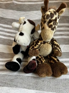 Vintage 1999 The Manhattan Toy Company Giraffe And Cow Soft Toy Plush 13" - Picture 1 of 12