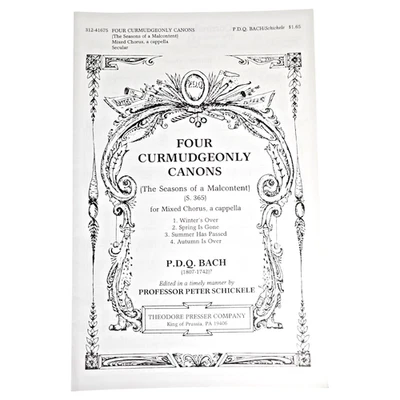 PDQ Bach Four Curmudgeonly Canons Sheet Music Mixed Chorus Full Score Vintage - Image 1 of 4