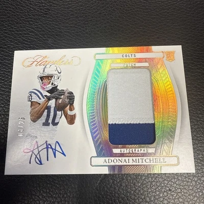 2024 Flawless Football- ADONAI MITCHELL Rookie Patch Auto 4/25 RC Colts - Image 1 of 3