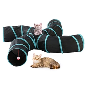 Pet Cat Kitten Puppy 4-Way Tunnel Play Toy Foldable Funny Exercise Tunnel Rabbit - Foto 1 di 5