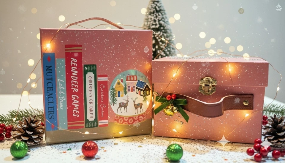 Caixa de presente de Natal com tema de bagagem - Imagem 1 de 1