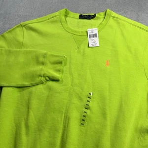 Polo Ralph Lauren Crew Neck Pullover Sweatshirt Fleece Logo Lime Green Size 2XL - Picture 1 of 7