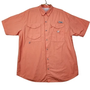 Columbia PFG Large koralle pfirsich orange Outdoor Angeln Knopf belüfteter Rücken Hemd - Bild 1 von 9