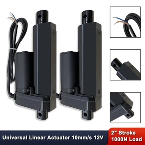 Pair 2" Stroke Linear Actuator 225lbs (1000N) Load Capacity 10mm/s 12V Black - Picture 1 of 10