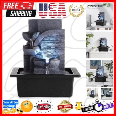 Compact LED Water Feature Indoor Fountain - Serenity for Home or Office Spaces - Image 1 of 4