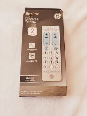 GE UltraPro Universal Remote, 2 device, sound bar compatible Large key pad  - Image 1 of 4
