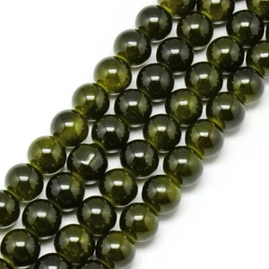 50 Crackle Glass Beads 6mm Dark Olive Green Veined Bulk Jewelry Supplies Unique - Picture 1 of 1