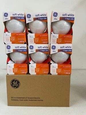 GE 6 unidades Blanco Suave 40W Decorativo G25 Luz Esmerilado 370L Foto 1 de 3