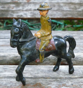 WWI Cavalry Soldier Dough Boy Horse Cast Iron Antique