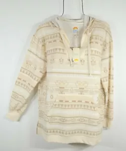 C & C California Womens Sweatshirt Hoodie L Aztec Tan Long Sleeve Shirt Top NWT - Picture 1 of 10