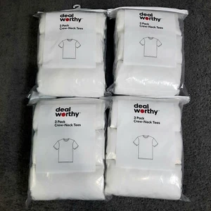 Short Sleeve Crew Neck T Shirts Size XL 46-48 White 12 PAIRS Deal Worthy Cotton - Picture 1 of 5
