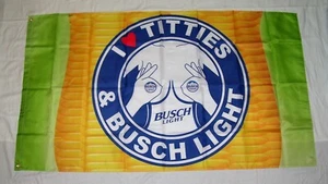 BUSCH LIGHT 3'X5' FLAG BANNER GARAGE BAR DORM SHOP WALL MAN CAVE BEER - Picture 1 of 4