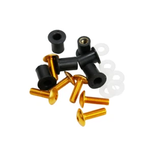 Gold WindScreen Windshield Wellnuts Bolt For Yamaha Honda Kawasaki Suzuki RR - Picture 1 of 5