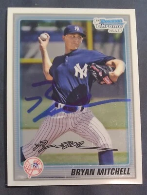 2010 Bowman Chrome Bryan Mitchell Hand Signed Yankees Baseball Card - Image 1 of 2