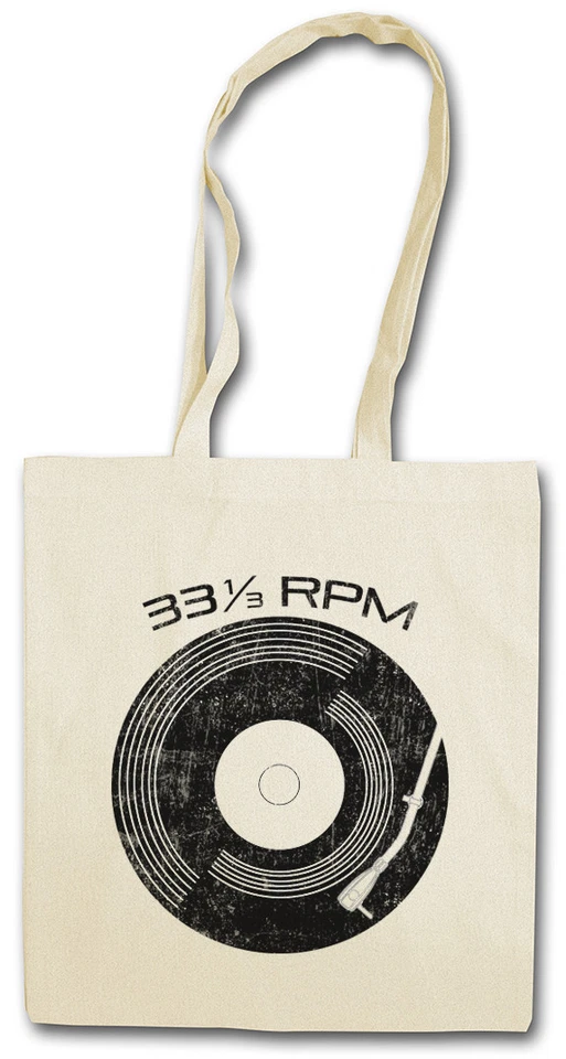 VINYL 33 RPM SHOPPING BAG Club Disco Retro Music record player turntable DJ MC - Image 1 of 1