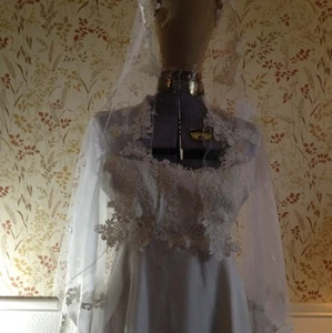 Vintage Creme/Ivoty Stefons William Cahill Damen Brautkleid mit Schleier - Bild 1 von 12