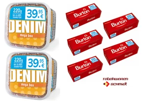 2x Denim Volumen Tabak MEGA BOX mit 1000 BURTON KingSize-Filterhülsen - Bild 1 von 1