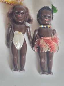 2 Vintage African Tribal Doll. 6.5 In Height. Tribal Attire. Arms Movable. 1940 - Picture 1 of 9