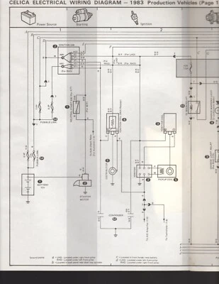 Toyota Celica 1983 Production Vehicles Large Fold-Out Wiring Diagrams - image 1 of 2