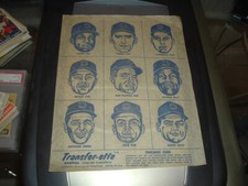 1964 Glo-Art Transfer-ette Iron Ons Chicago Cubs FULL Sheet Blue with Lou Brock
