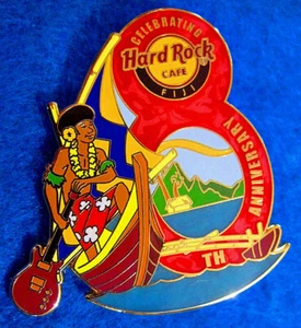 FIJI 8th ANNIVERSARY FIJIAN ISLANDER OUTRIGGER CANOE Hard Rock Cafe PIN LE100 - Picture 1 of 1