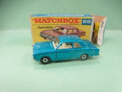 Vintage Lesney Matchbox Superfast #25 BLUE FORD CORTINA GT Original Box COMPLETE - Image 1 of 3