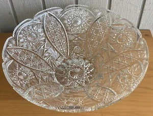 Große 13" Amerikanisches Brillantschliff Glas Herzstück konische Schüssel - Bild 1 von 22