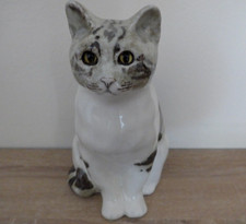 WINSTANLEY SIZE 4 GREY/WHITE TABBY CAT SITTING DOWN. YELLOW EYES MARKED ENGLAND