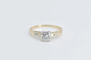 14K 1940's 0.18 Ctw Diamond Orange Blossom Promise Ring Yellow Gold *20 - Picture 1 of 4