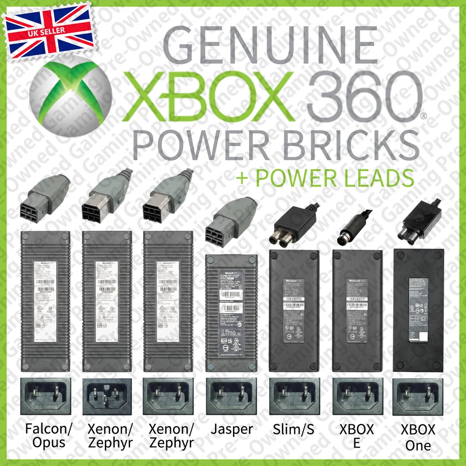 Genuine MICROSOFT XBOX 360 CONSOLE POWER SUPPLY BRICK's - 7 Types Explained  - Image 1 of 1