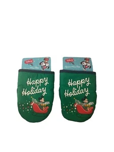 Disney Mickey Mouse Holiday Christmas Silicone Mini Oven Mitt (Lot of 2) New - Picture 1 of 2