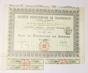 Indochine époque Coloniale - Rare Société Indochinoise de Transports  20/02/1911 - Picture 1 of 1