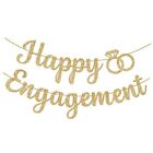 , Gold Glitter Happy Engagement Banner - 10 Feet, No DIY | Engagement Gold Ring