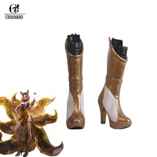 LOL KDA K/DA Ahri Prestige Gold Cosplay Shoes High Heel Skate Shoes Women Boots