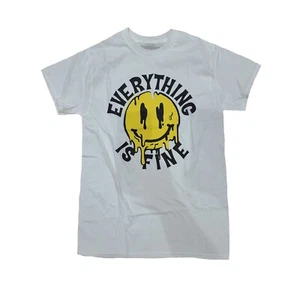 Men's Everything Is Fine Smiley Face White Graphic T-Shirt - Picture 1 of 1
